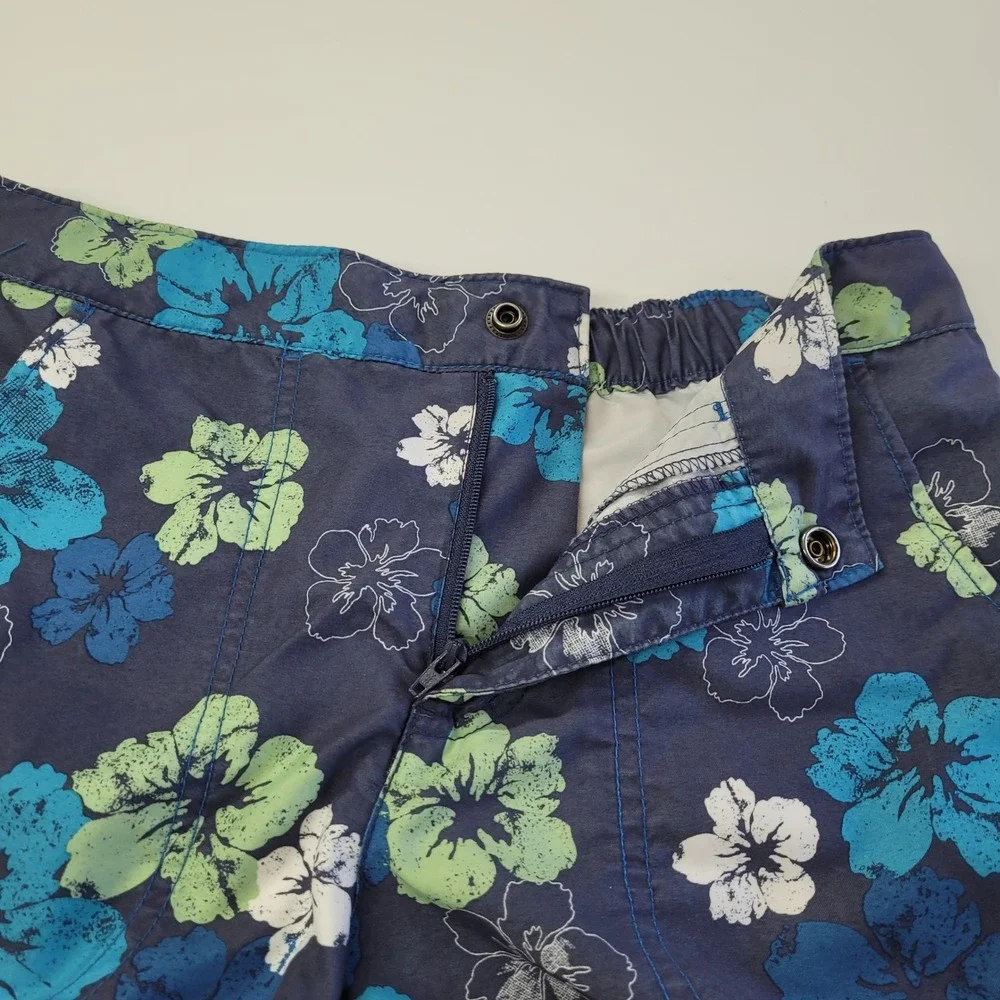 Reel Legends‎ Mens Floral Swim Trunks Shorts Blue Green White Size S Fishing